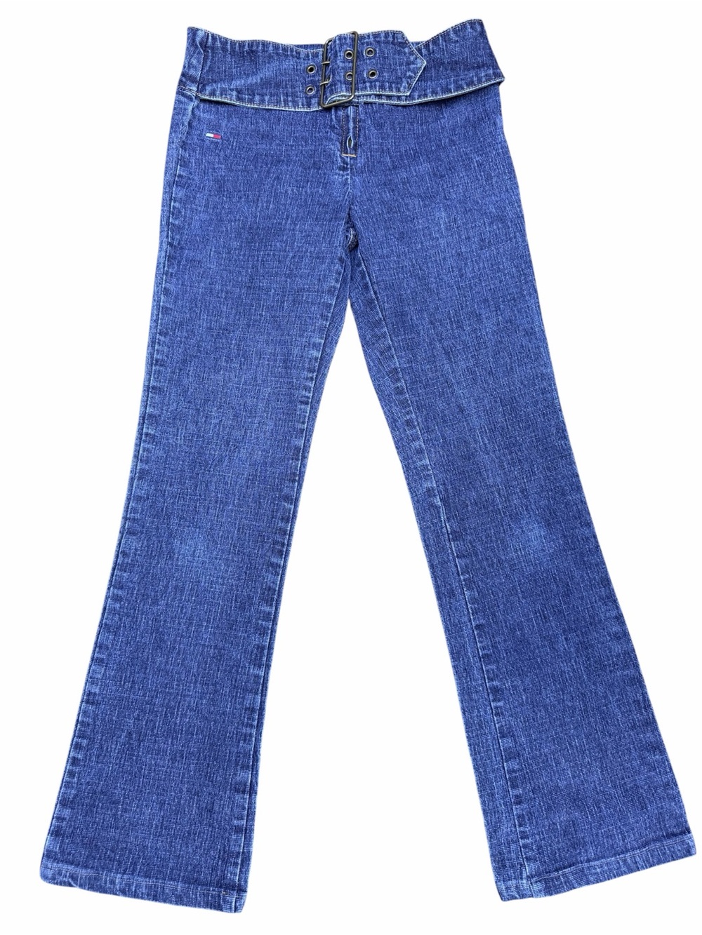 Vintage Y2K 2000’S TOMMY HILFIGER Denim Blue Belted Capris Women’s Size 26”W